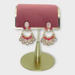 Natural Stone Kundan Chandbali Festive Earrings