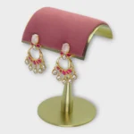 Natural Stone Kundan Chandbali Festive Earrings - Image 2