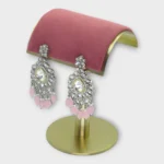 Kundan Rose Quartz Statement Festive Earrings - Image 2