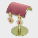 Floral Drop Earrings with Meenakari Work - Image 2