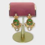 Gold Pink Peacock Chandbalis Earrings - Image 2