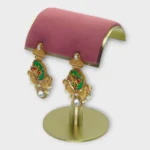 Gold Pink Peacock Chandbalis Earrings - Image 3