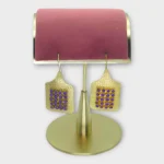 Brass Geometric Blue Enamel Drop