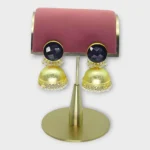 Brass Bell Jhumka Earrings with Onyx Stones