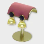 Brass Bell Jhumka Earrings with Onyx Stones - Image 2