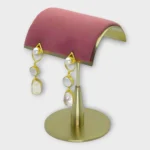 Brass Baroque Pearl Teardrop Dangle Earrings - Image 2