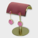 Faceted Pink Stone Geometric Drop - Image 2