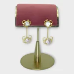 Artisan Brass Linear Drop Earrings with Baroque Pearls