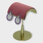 Purple & White American Diamond Floral Wreath Drops - Image 2
