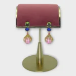 Multicolor Stone Gold Drop Earrings