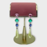 Multicolor Stone Silver Tiered Earrings