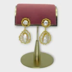 Baroque Pearl Brass Cage Earrings Wedding