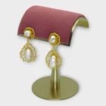 Baroque Pearl Brass Cage Earrings Wedding - Image 2