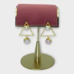 Geometric Gold Baroque Pearl Drop Earrings
