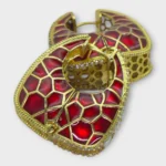 Meenakari Red Gold Hoop Earrings - Image 2