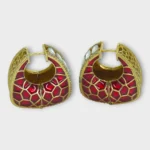 Meenakari Red Gold Hoop Earrings