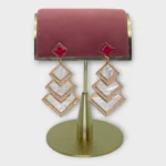 Geometric Gold Mother of Pearl Tiered Earrings