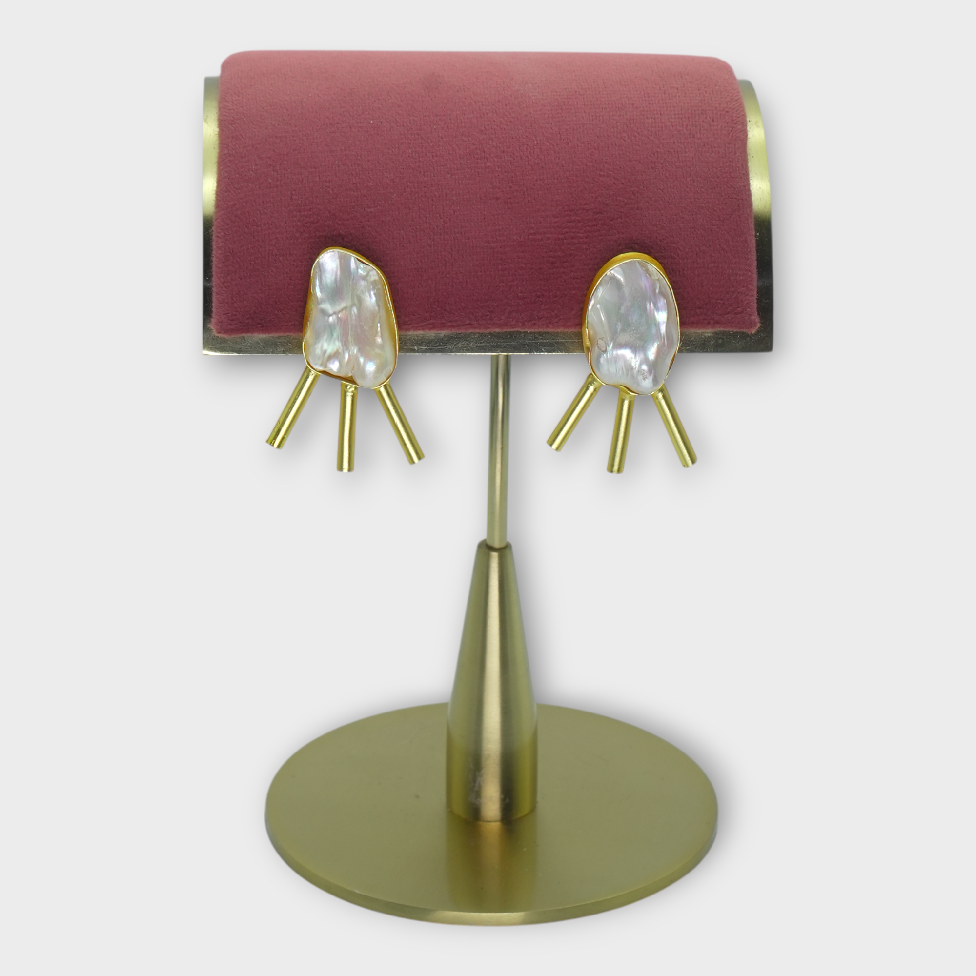 DSC01335 Baroque Pearl Sunburst Gold Studs - Image 1