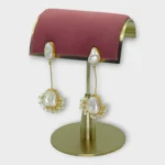 Baroque Pearl Gold Linear Drops Earrings - Image 2