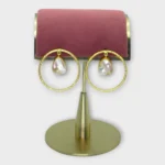 Baroque Pearl Textured Gold Hoops Earrings
