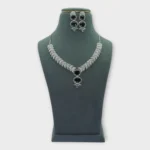 Silver American Diamond Black Necklace Set