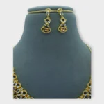 Gold American Diamond Floral Necklace Set - Image 3