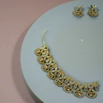Gold American Diamond Floral Necklace Set - Image 2