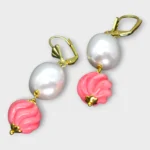 Pearl Pink Stone Long Necklace Set - Image 2