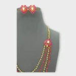 Pearl Pink Stone Layered Bridal Necklace - Image 2