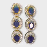Sapphire Blue Crystal Gold Necklace Set - Image 4