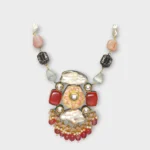 Natural Stone Kundan Statement Necklace Set - Image 2