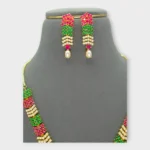 Emerald Ruby Gold Festive Necklace Set - Image 4