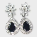 Black Onyx AD Silver Necklace Set - Image 4