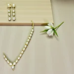 Pearl Gold Delicate Festive Necklace Set - Image 2