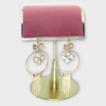 Gold Oxidised Crystal Bow Hoop Earrings