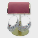 Silver Oxidised Peacock Hoop Enamel