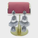 Silver Oxidised Grand Tiered Chandbali Jhumka