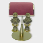 Antique Oxidised Temple Jhumka Earrings with Deity Motifs