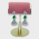 Heritage Mirror-Finish Stone Oxidised Jhumkas - Image 8