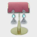 Heritage Mirror-Finish Stone Oxidised Jhumkas - Image 6