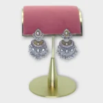 Dual-Tone Oxidised Chandbali Earrings with Foiled Crystal Accents
