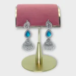 Heritage Mirror-Finish Stone Oxidised Jhumkas - Image 5