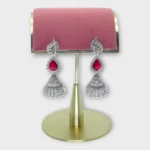 Heritage Mirror-Finish Stone Oxidised Jhumkas - Image 4