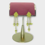 Blue Enamel Golden Oxidised Tassel Earrings - Image 4