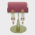 Blue Enamel Golden Oxidised Tassel Earrings - Image 2