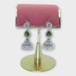 Heritage Mirror-Finish Stone Oxidised Jhumkas