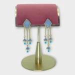 Blue Enamel Golden Oxidised Tassel Earrings