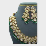 Kundan Emerald Meenakari Bridal Jewelry Set - Image 2