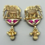 Temple Elephant Gold Pendant Necklace Set - Image 3