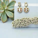 Kundan Meenakari Red Floral Necklace Set - Image 2